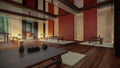 3D Rendering of Quaint Modern Chinese Tea House Royalty Free Stock Photo