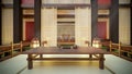 3D Rendering of Quaint Modern Chinese Tea House Royalty Free Stock Photo