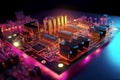 3D rendering quantum processor, quantum computer.AI technology generated image Royalty Free Stock Photo