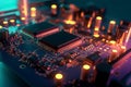 3D rendering quantum processor, quantum computer.AI technology generated image Royalty Free Stock Photo