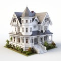 Stunning 3d Queen Anne Home On A White Background