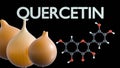 A 3d rendering of quercetin molecules and chartreuse onions Royalty Free Stock Photo