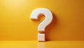 3D rendering of question mark on yellow background. FAQ and QA abstract illustration. Business concept of problem solution, Royalty Free Stock Photo