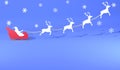 3D rendering rain deer and Santa riding on Sleigh, 3d illustration Christmas concept