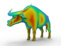 3D rendering - rainbow colored African cape buffalo