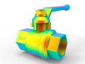 3D rendering - rainbow colored ball valve