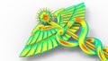 3D rendering - rainbow colored Caduceus with virus spikes Royalty Free Stock Photo