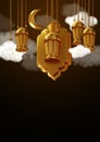 3D rendering Ramadan Kareem Lanterns 95