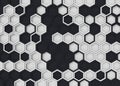 3d rendering. random modern black and white hexagonal pattern wall background