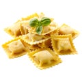 3D Rendering of a Ravioli Pasta Transparent Background - Ai Generated Royalty Free Stock Photo