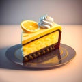 3D Rendering Realistic Chocolate Lemon Cake