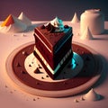 3D Rendering Realistic Chocolate Vanilla Cake