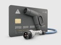 3d Rendering of Realistic credit card with nozzle charging plug