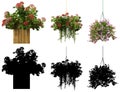 3d rendering of a realistic flower pot collection isolated on white with alpha matt