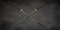 Realistic mock up of crossed samurai swords