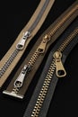 3D Rendering of Realistic Open Zippers and Pullers Royalty Free Stock Photo