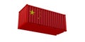 Realistic shipping container mock up with China national flag