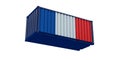 Realistic shipping container mock up with France national flag