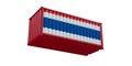 Realistic shipping container mock up with Thailand national flag