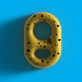3D rendering of a realistic yellow plastic number 8 Royalty Free Stock Photo