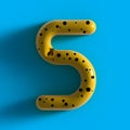 3D rendering of a realistic yellow plastic number 5 Royalty Free Stock Photo