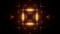 3D rendering of a rectangular hallway made up of dark gold lights Royalty Free Stock Photo