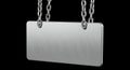 Blank brushed metal sign hanging from chains Royalty Free Stock Photo