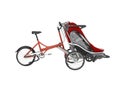3d rendering of red bicycle with teenage stroller front side view on white background no shadow Royalty Free Stock Photo