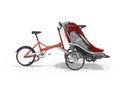 3d rendering of red bicycle with teenage stroller front side view on white background with shadow Royalty Free Stock Photo