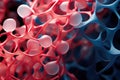 3d rendering of a red and blue cell, AI