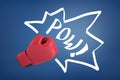 3d rendering of a red boxing glove with the word `POW` on a blue background.