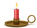 3D Rendering of red candle and candle holder