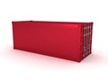 3D Rendering of red cargo container