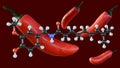 A 3D rendering of red chilis and molecular structure of capsaicin Royalty Free Stock Photo