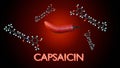 A 3D rendering of red chilis and molecular structure of capsaicin Royalty Free Stock Photo