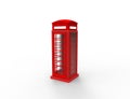 3D rendering of a red classic telephonebooth in white background. Royalty Free Stock Photo
