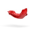 3d rendering of a red cloth draped over an invisible object and hanging on white background.