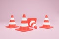 3D Rendering Red Traffic Cone Construction Isolated Unformatted Number Four