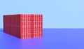 3D rendering red container stack on blue background Royalty Free Stock Photo