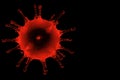 3D rendering red coronavirus cells covid-19 influenza flowing on dark black background as dangerous flu strain cases as a pandemic