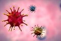 3D rendering red coronavirus cells covid-19 influenza flowing on dlight microbiology pink background as dangerous flu strain cases Royalty Free Stock Photo