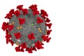 3D rendering red coronavirus cells covid-19 influenza flowing on white background Royalty Free Stock Photo