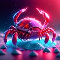 3d rendering of a red crab on a background of blue and pink AI generated Royalty Free Stock Photo