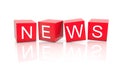 3D rendering of red cubes forming the word NEWS with reflections below Royalty Free Stock Photo