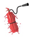 3d rendering of red fire extinguisher splashing isolated on white background Royalty Free Stock Photo