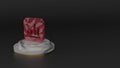 3D rendering of red gemstone icon of financial app icon