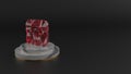 3D rendering of red gemstone icon of signal app icon