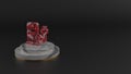 3D rendering of red gemstone symbol of charging station icon