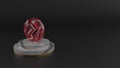 3D rendering of red gemstone symbol of chevron circle right icon
