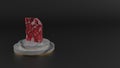 3D rendering of red gemstone symbol of diploma icon